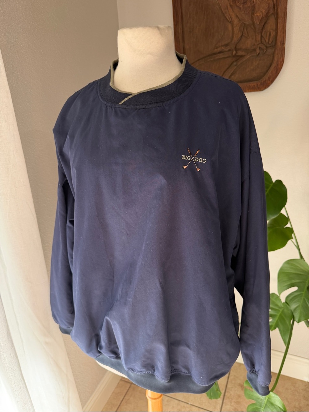 Big Dog Golf Windbreaker Pullover Men’s Medium Navy Vintage 90s